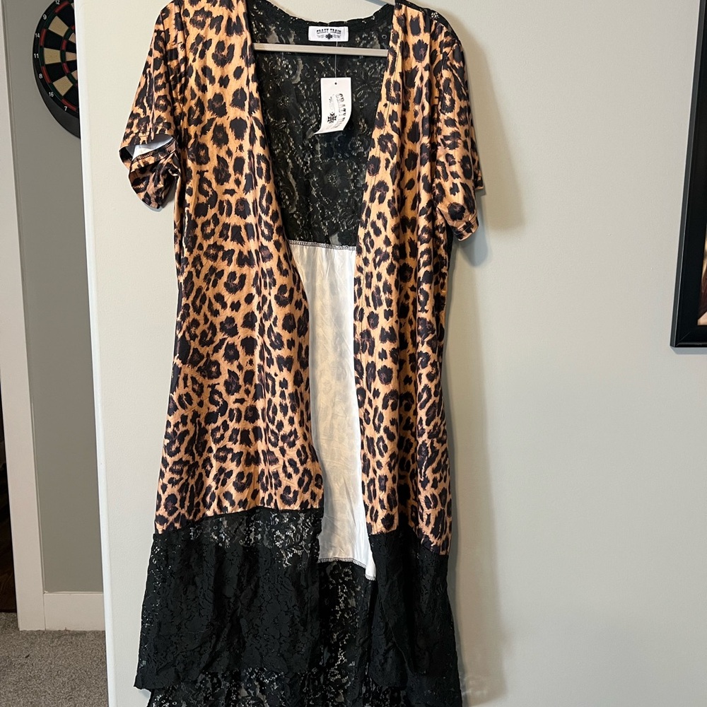 Crazy Train Asymmetrical Tiered Tunic Brown Black